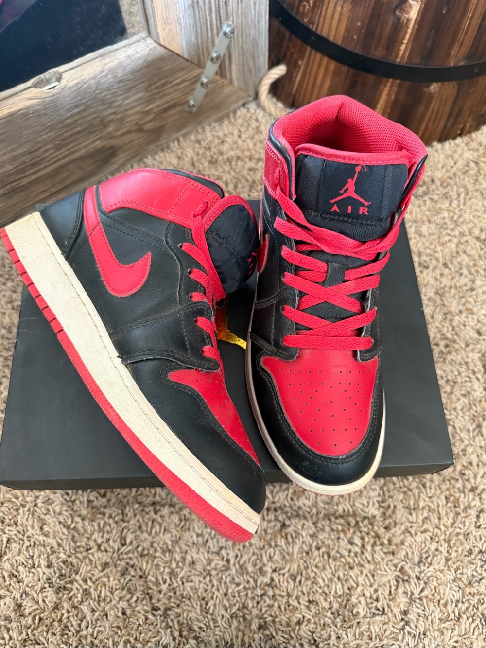 Jordan womens High-Top Sneakers - Black and Red